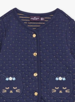 Sergent Major Pull, Gilet & Cardigan-Cardigan bleu marine en tubique