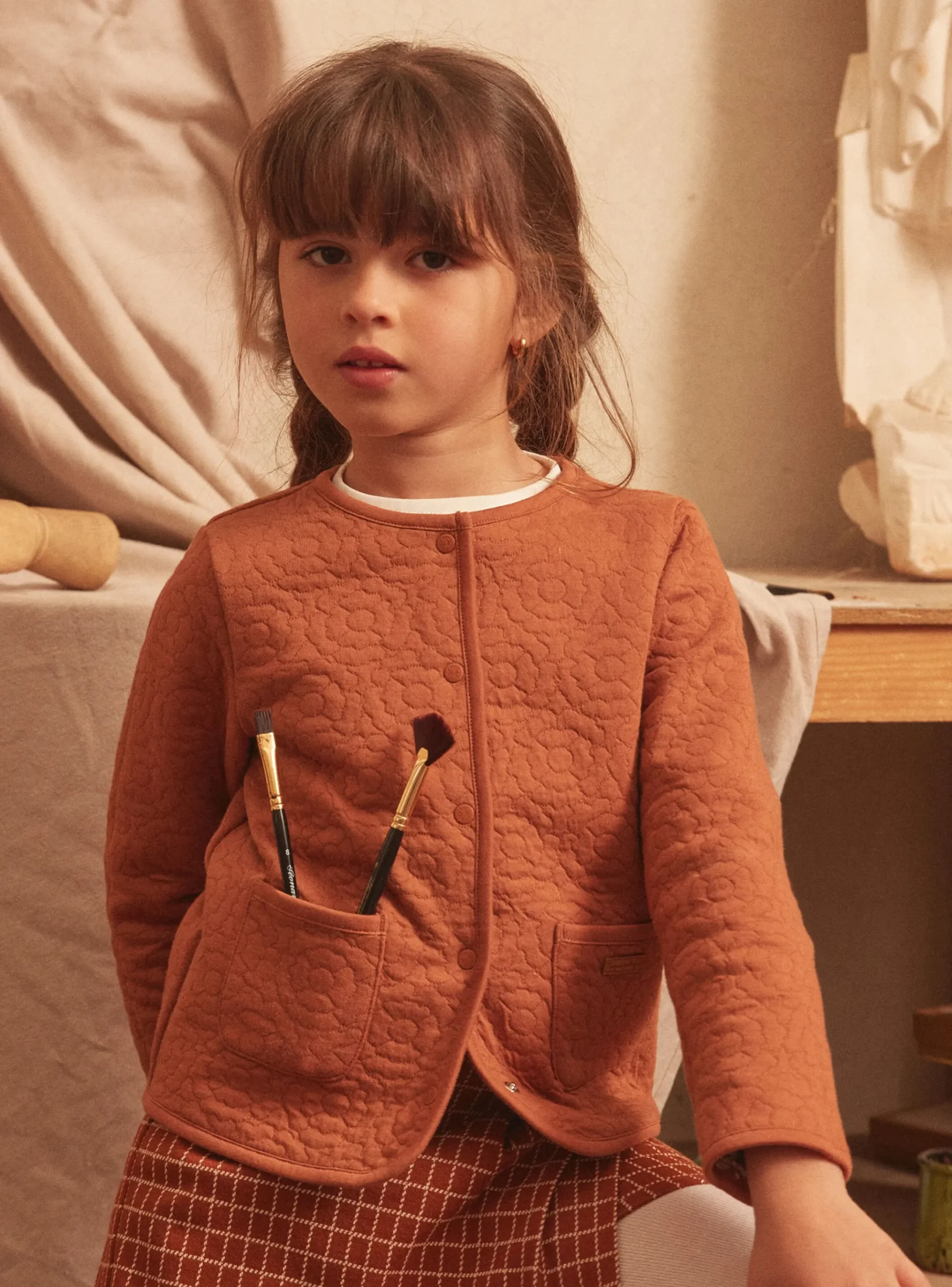 Sergent Major Pull, Gilet & Cardigan-Cardigan Marron