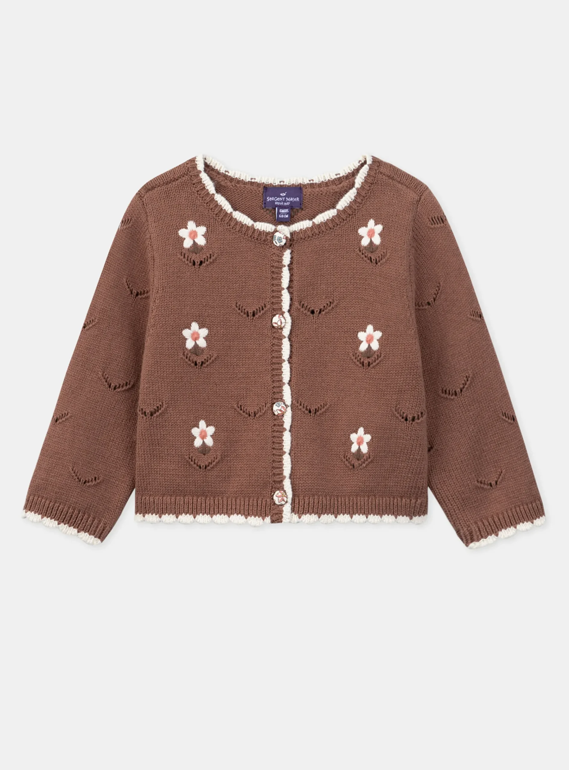 Sergent Major Pull, Gilet & Cardigan-Cardigan Marron