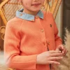 Sergent Major Pull, Gilet & Cardigan-Cardigan orange en tricot