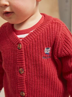 Sergent Major Pull, Gilet & Cardigan-Cardigan rouge en tricot