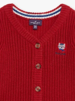 Sergent Major Pull, Gilet & Cardigan-Cardigan rouge en tricot