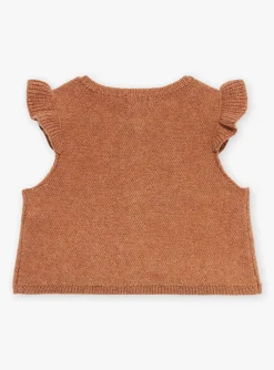 Sergent Major Pull, Gilet & Cardigan-Cardigan sans manches Marron chin&eacute;