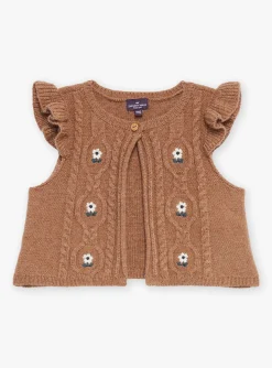 Sergent Major Pull, Gilet & Cardigan-Cardigan sans manches Marron chin&eacute;