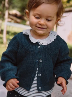 Sergent Major Pull, Gilet & Cardigan-Cardigan vert &eacute;meraude en tricot fantaisie