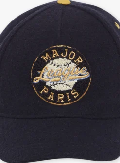 Sergent Major Chapeau & Tour De Cou | Bonnet, Echarpe, & Gant-Casquette bleu fonc&eacute; en tricot