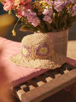 Sergent Major Chapeau & Foulard | Robe & Combinaison-Chapeau de paille beige