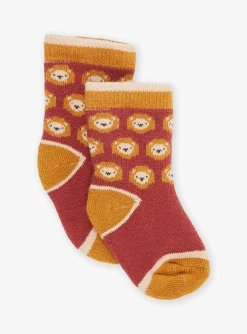 Sergent Major Chaussettes-Chausettes rouges à imprimé lion