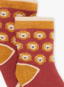 Sergent Major Chaussettes-Chausettes rouges &agrave; imprim&eacute; lion