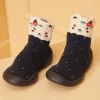 Sergent Major Chaussures-chaussette &agrave; pois &eacute;crus sur fond marine