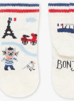 Sergent Major Chaussettes-Chaussettes basses beiges &agrave; imprim&eacute; fantaisie