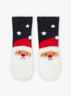 Sergent Major Chaussettes-Chaussettes bleu marine à imprimé Père Noël