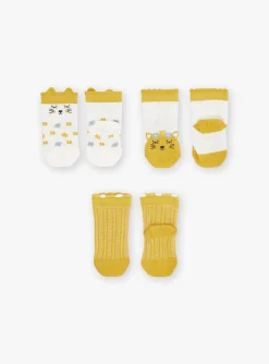 Sergent Major Chaussettes & Collant-3 chaussettes &eacute;crues et moutarde