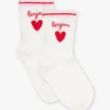 Sergent Major Sous-vêtement, Chaussette & Collant-Chaussettes &eacute;crues et rouges en jacquard &agrave; motif coeur