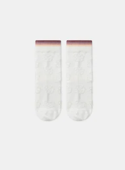 Sergent Major Sous-vêtement, Chaussette & Collant-Chaussettes écrues jacquard fleur uni