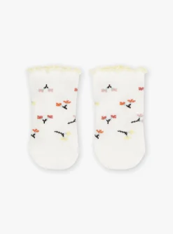 Sergent Major Chaussettes & Collant-Chaussettes jacquard vanille à imprimé fleuri