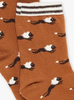 Sergent Major Sous-vêtement & Chaussettes-Chaussettes marron &agrave; imprim&eacute; lion