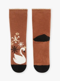 Sergent Major Sous-vêtement, Chaussette & Collant-Chaussettes marron &agrave; motif cygne
