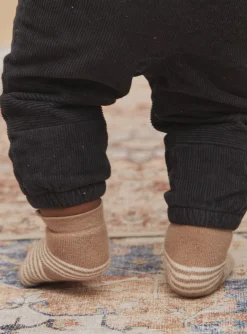 Sergent Major Chaussettes-Chaussettes marrons et blanc cr&egrave;me &agrave; imprim&eacute; &agrave; rayures