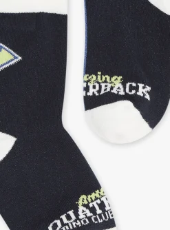 Sergent Major Sous-vêtement & Chaussettes-Chaussettes noires et bleu ardoise en jersey