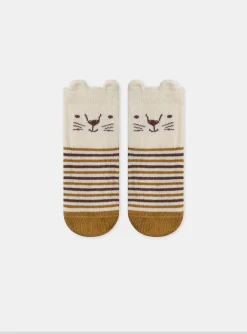Sergent Major Chaussettes-Chaussettes rayées avec visage de lion