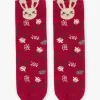 Sergent Major Sous-vêtement, Chaussette & Collant-Chaussettes rouges &agrave; jacquard fleuri