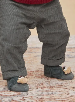 Sergent Major Chaussettes-Chaussettes vert de gris à imprimé à rayures