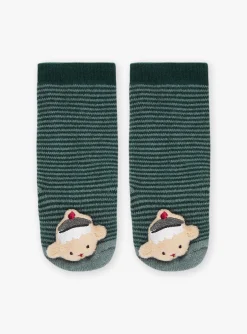 Sergent Major Chaussettes-Chaussettes vert de gris &agrave; imprim&eacute; &agrave; rayures