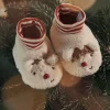 Sergent Major Chaussures-Chaussons beiges &agrave; animation 3D renne de No&euml;l