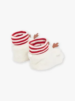 Sergent Major Chaussures-Chaussons beiges &agrave; animation 3D renne de No&euml;l