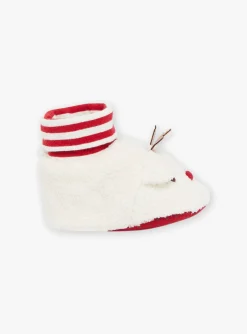 Sergent Major Chaussures-Chaussons beiges &agrave; animation 3D renne de No&euml;l
