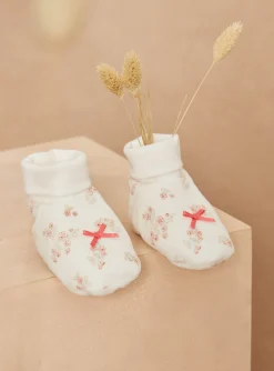 Sergent Major Bonnet, Moufle, Chausson & Chaussette-Chaussons de naissance écrus en velours