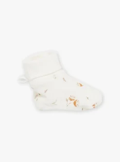 Sergent Major Bonnet, Moufle, Chausson & Chaussette-Chaussons de naissance &eacute;crus en velours