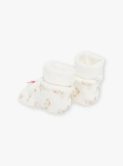 Sergent Major Bonnet, Moufle, Chausson & Chaussette-Chaussons de naissance &eacute;crus en velours