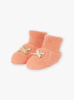 Sergent Major Bonnet, Moufle, Chausson & Chaussette-Chaussons de naissance rose poudr&eacute;