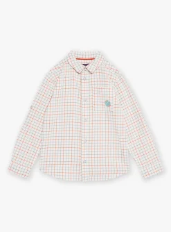 Sergent Major Chemise-Chemise &agrave; carreaux &eacute;crue en popeline