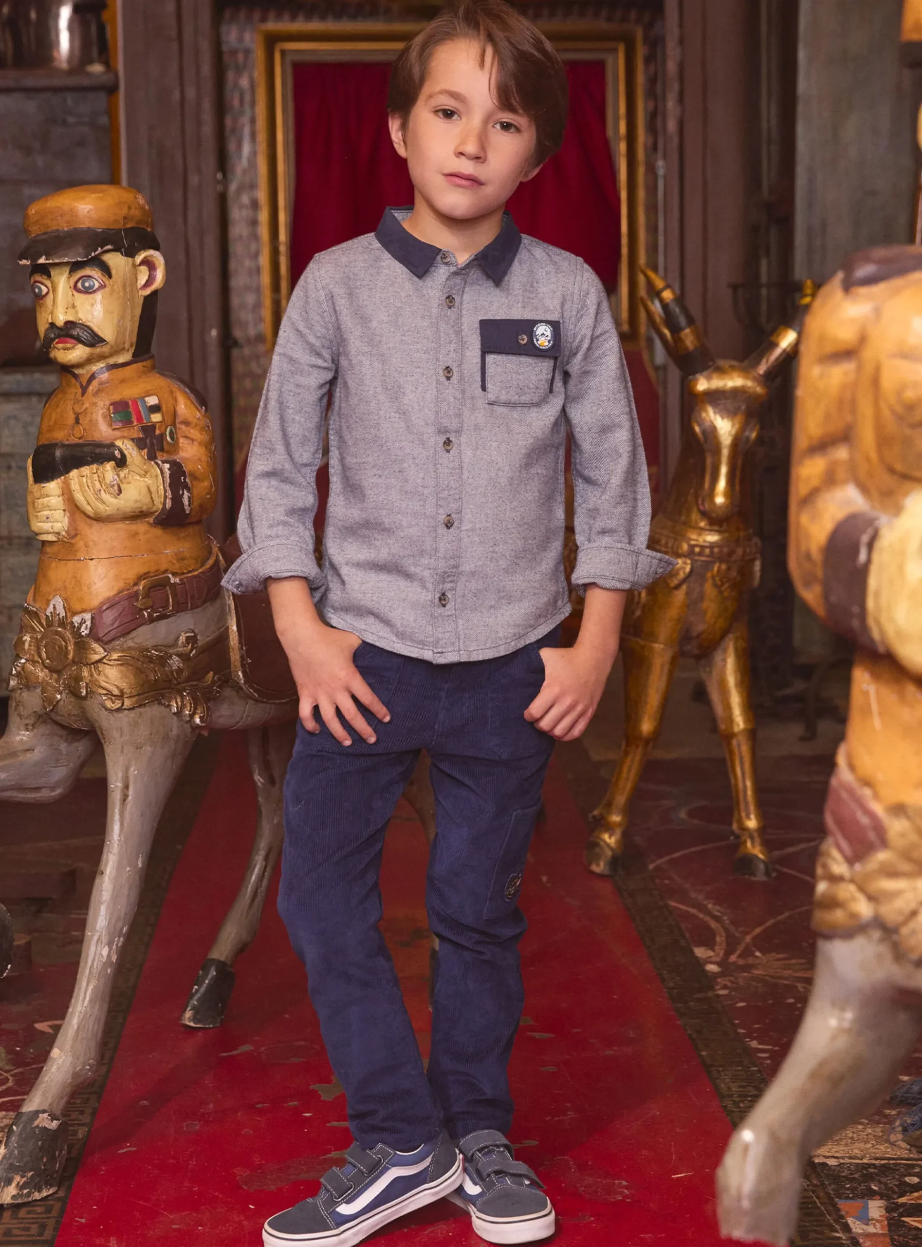 Sergent Major Chemise-Chemise Bleu chiné