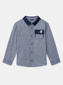 Sergent Major Chemise-Chemise Bleu chiné