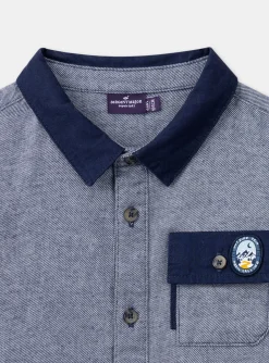 Sergent Major Chemise-Chemise Bleu chiné