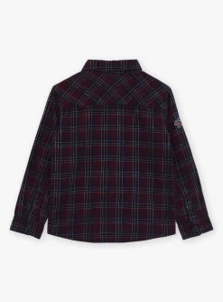 Sergent Major Chemise-Chemise bleu et pourpre &agrave; imprim&eacute; &agrave; carreaux