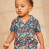 Sergent Major Chemise, T-shirt & Polo-Chemise bleu marine &agrave; imprim&eacute; animaux marins et feuilles multicolores