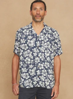 Sergent Major Chemise-Chemise bleu marine à imprimé fleuri