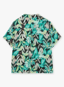 Sergent Major Chemise-Chemise turquoise &agrave; imprim&eacute; feuilles