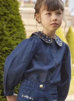 Sergent Major Blouse & T-shirt-Chemisier bleu en denim