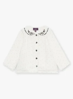 Sergent Major T-shirt & Blouse-Chemisier &eacute;cru &agrave; imprim&eacute; pois