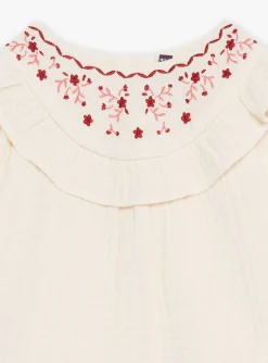 Sergent Major T-shirt & Blouse-Chemisier &eacute;cru &agrave; volants en double gaze de coton