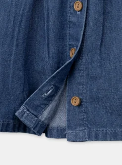 Sergent Major T-shirt & Blouse-Chemisier en jean bleu &agrave; col volant&eacute;