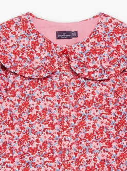 Sergent Major Blouse & T-shirt-Chemisier rose, rouge et lilas &agrave; imprim&eacute; fleuri en twill gratt&eacute;