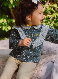 Sergent Major T-shirt & Blouse-Chemisier vert émeraude à imprimé fleuri