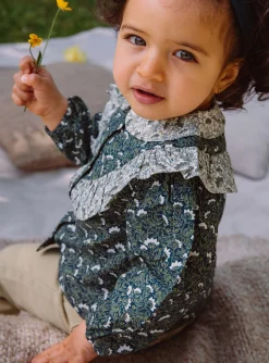 Sergent Major T-shirt & Blouse-Chemisier vert &eacute;meraude &agrave; imprim&eacute; fleuri